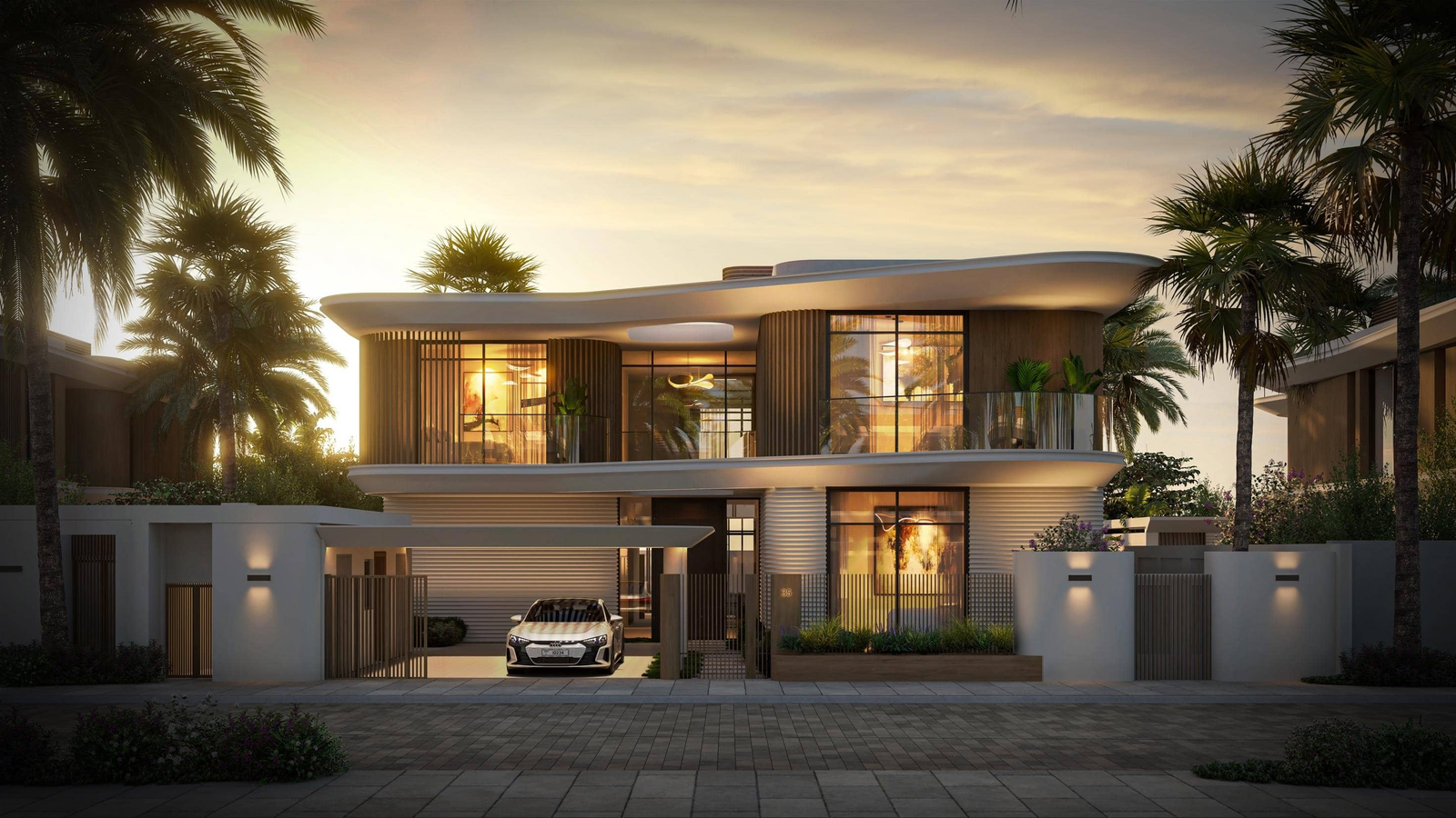Premium Yas Riva residences showcasing landscaped outdoor spaces and sophisticated island living.
